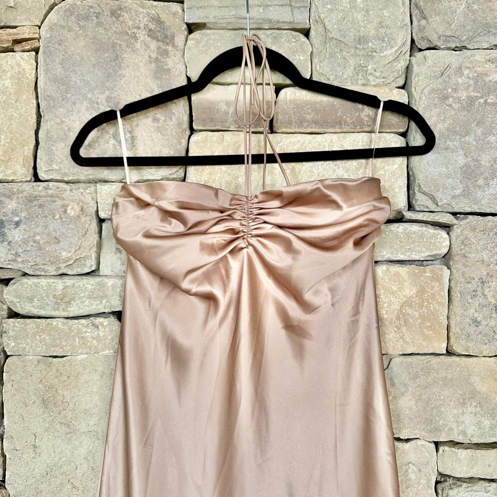 Reformation Valora satin Dress Chanterelle